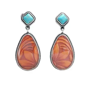 Turquoise Sunflower Earrings