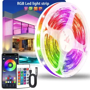 5v RGB LED Strip Light, Smart LED Tape with APP Control Remote, Music Sync Color Changing, Adjustable Led Lights, Room Decoration, Bedroom, Party, Holiday, Adjustable RGB Lighting