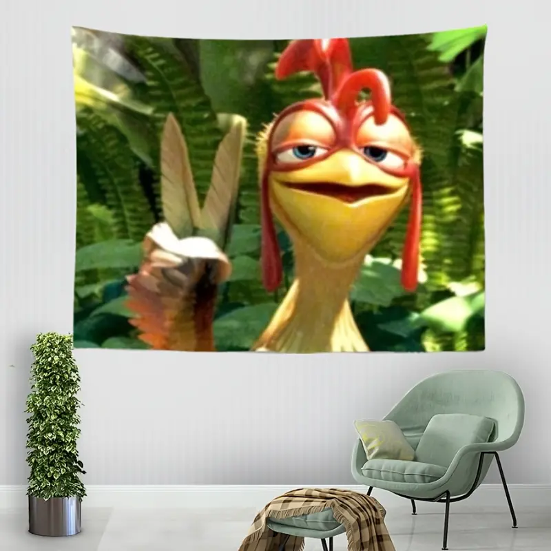 [1pc Chicken Joe Tapestry] 100% Polyester Fun Chicken Joe Art Horizontal Home Decor, Vibrant Cartoon Indoor Decoration for Dorms, Bedrooms, Soft Velvet
