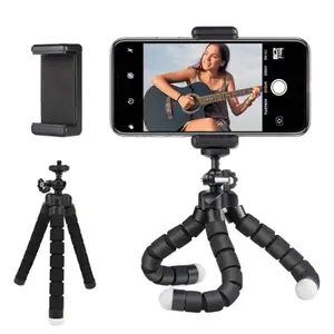 Tripod Desktop Phone Holder, Flexible Tripod Compatible With Iphone And Android Cell Phones, Portable Small Tripod With Smartphone Clip For Video Recording/Vlogging/Selfie Cellphone