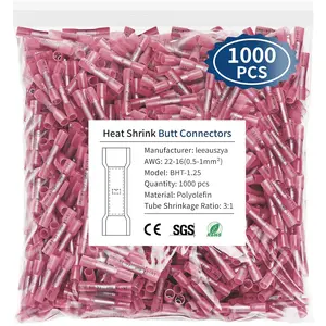 1000 count Red Heat Shrink  Connectors, AWG 22-16 Marine Grade Wire Connectors, Insulated Watertight Electrical Connectors for Marine, , Automotive, Industrial,