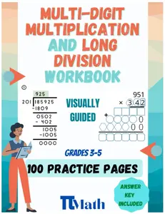 PI MATH 100 practice pages of multi-digit multiplication and Long Division Workbook Grades 3-5: Master multiplication and Long Division