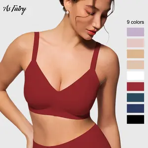 AsFairy Women's 33 Sizes High Coverage Seamless Bras Fit All Bust Shapes Wireless No Underwire Jelly Comfort Everyday Adjustable Bra Push Up Breathable Smooth Underwear Womenswear Soft Fit Smooth Yarn Basic Lady Underwear