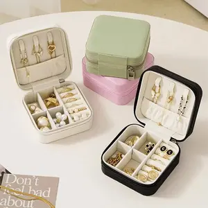 Travel Jewelry Box Organizer, Portable Storage Case for Rings Earrings Necklace, Compact PU Leather Jewelry Organizer Gift for Women