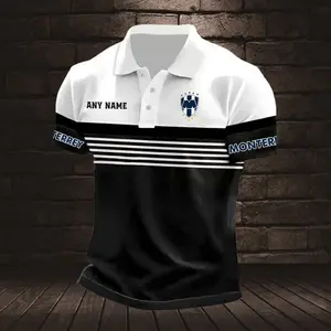 LIGA MX C.F. Monterrey Personalized Name Stripped Multi Color Polo Design ST2501