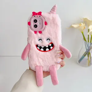 Autumn Winter Plush Monster Phone Case, Fits Apple iPhone Models 17pro Max to 11, Durable Protection, Stylish Design, Non-Toxic Material Compatible with iPhone 17 16 15 14 13 12 11 X XS XR Pro Max Plus Air