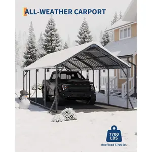 Heavy Duty Metal Carport with Vertical Roof – All-Weather Steel Car Port for Trucks, Boats & Tractors