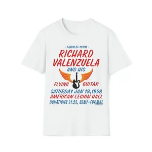 Richard Valenzuela 1958 Vintage Event Shirt, La Bamba 1987 Vintage Movies Tshirt