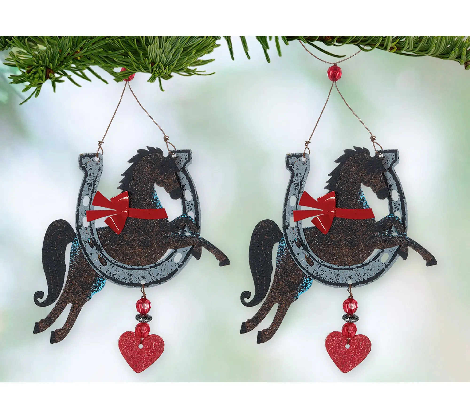 Sunset Vista Designs Derby the Horse  Ornament Set of 2