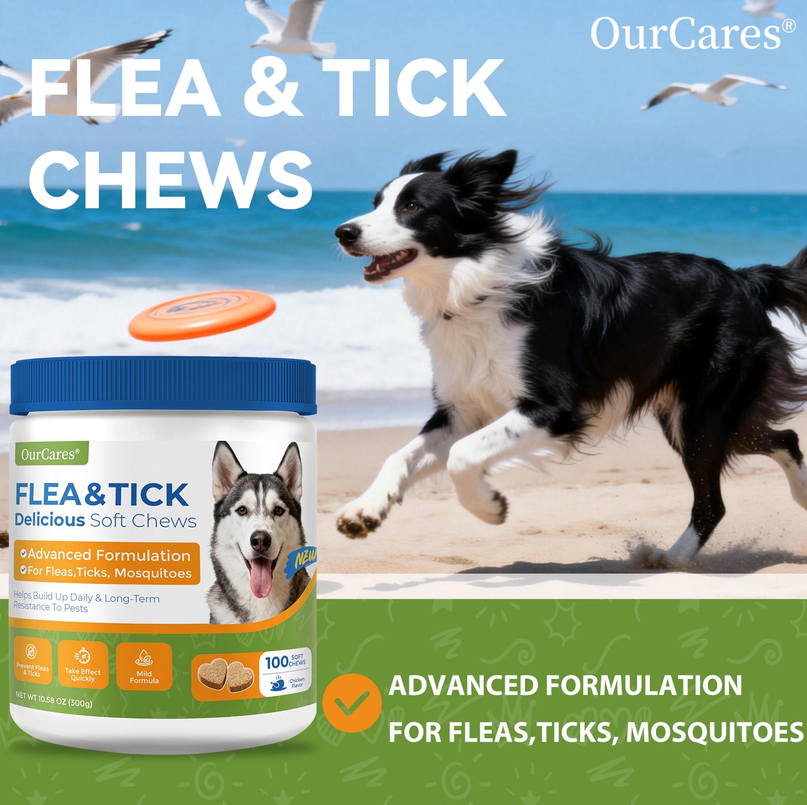 OurCares Generation 2 Insect Bites Prevention for Dogs - 100 Soft Chews Natural Oral Supplement for All Dogs Supports Healthy Skin & Coat Chicken Flavor Pet Daily Chewable