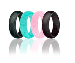 Rubber Wedding Bands Set - Women's Silicone Rings for Active Lifestyles & Sport (Size 5)