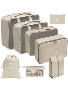 8-Piece Portable Travel Storage Bag Set, Travel Organizer, Organize Clothes Shoes Underwear, Ideal for Luggage Suitcases, Includes Wash Bags Makeup Pouches