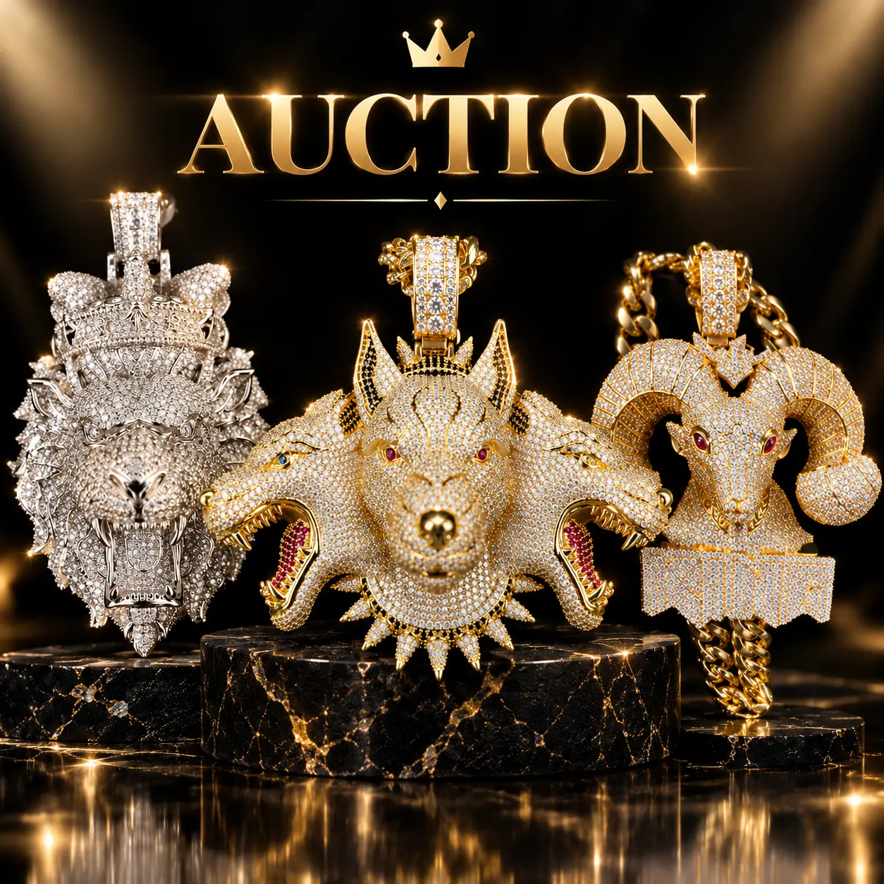 A-Men’s Hip Hop Pendant Auction – Cuban Link Chain Included