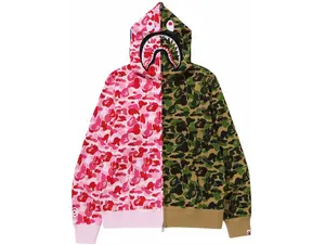 BAPE ABC Camo Crazy Shark Full Zip Hoodie Pink/Green
