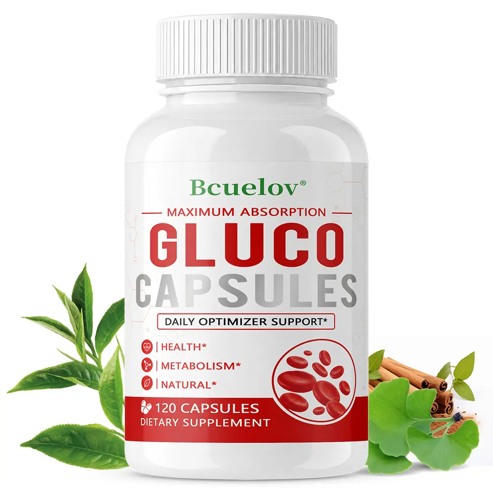Bcuelov Gluco Health Supplement, Supports Daily Physical Health and Vision Health, 120 Capsules