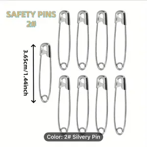 [Anti-rust Safety Pins] 10pcs #2 Iron Safety Pins | Anti-rust, Silvery Gray, 1.44in, for Handmade DIY Sewing Supplies, Clothing Accessories