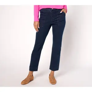 Denim & Co. Regular Indigo Easy Stretch Straight Leg Ankle Jean