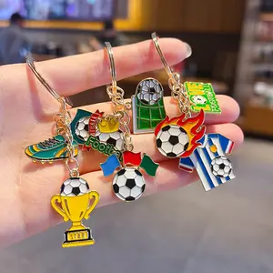 JOYTUTUS Winner Trophy Soccer Keychain Favors, Metal Football Charms Keychains for Sport Fan, Party Favors Football Keyring Set