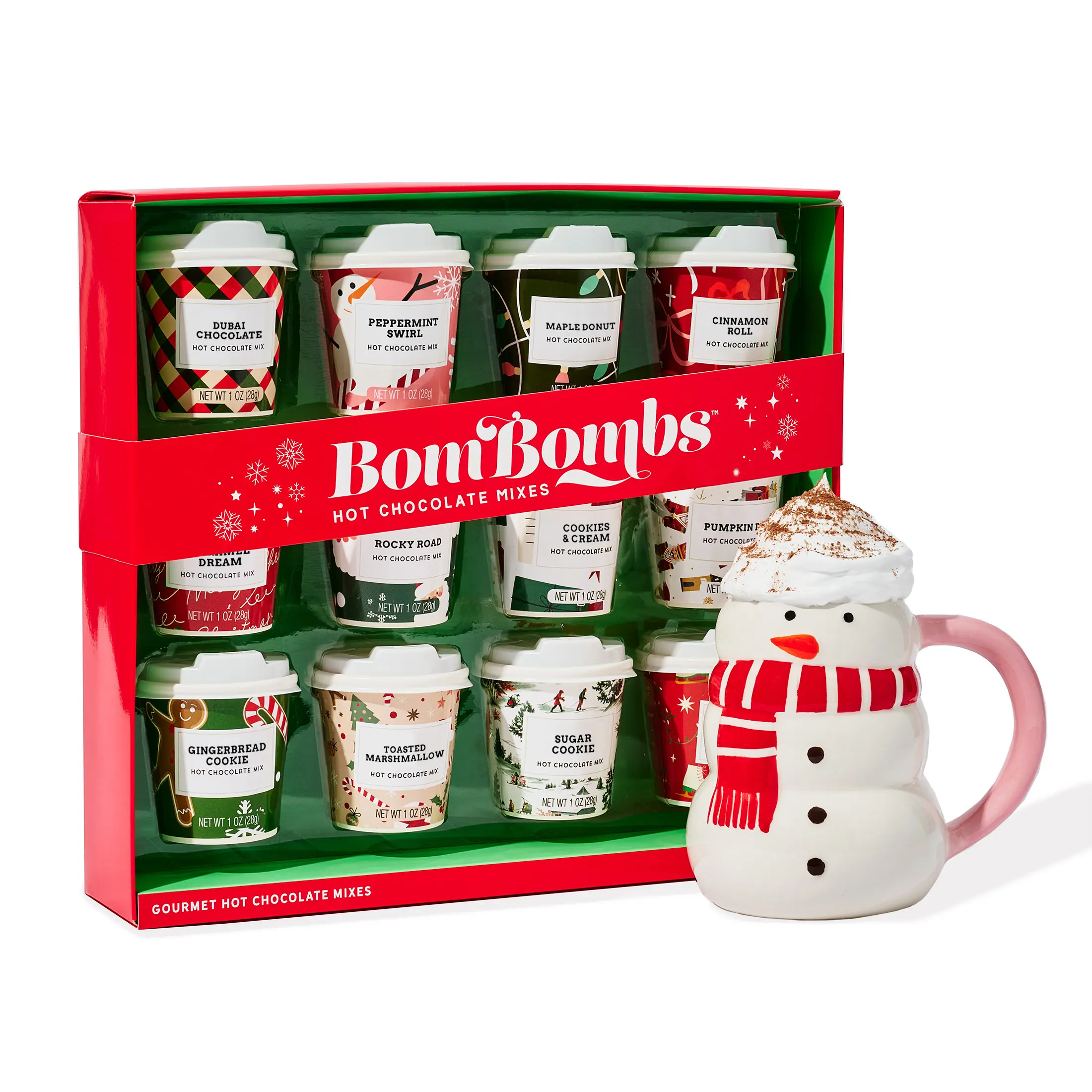 BomBombs Mini Hot Chocolate Gift Set with Holiday Packaging, Dessert Flavors Include Rocky Road, Pumpkin Pie & More, Set of 12 (does not include mug)