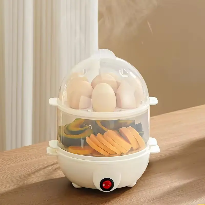 Mini Egg Cooker, Multifunctional Steamer with Transparent Lid, Large Capacity, Fits 7 Eggs, Space Saving, Essential Kitchen Accessory