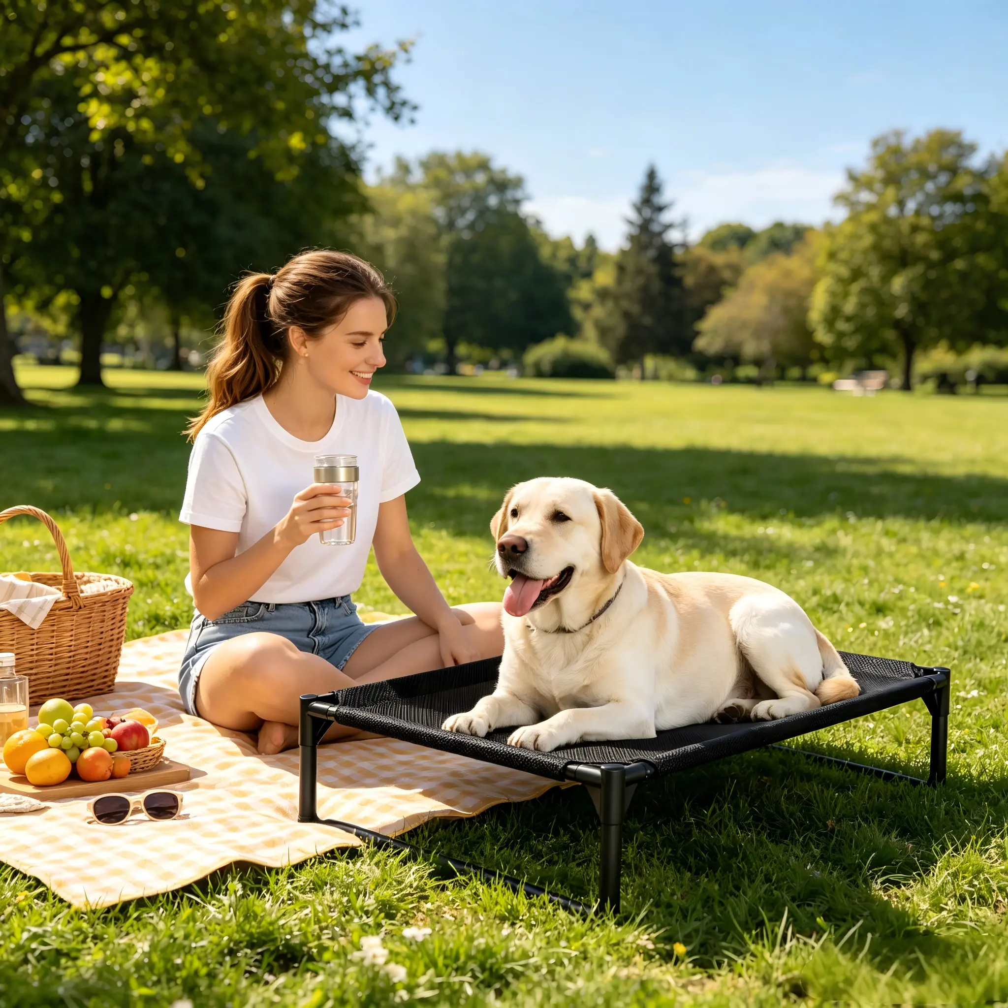 Cooling Elevated Dog Bed Raised Pet Cot Breathable Mesh Summer Outdoor Indoor Portable Dog Bed for All Size Dogs Washable
