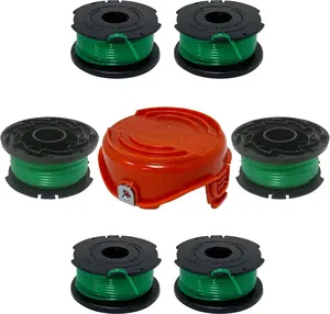 SF-080 String Trimmer Spool Line Replacement for Black and Decker GH3000, LST540, LST540B, GH3000BM String Trimmer 6PC SF-080-BKP Spool + 1PC 90583594N Cap