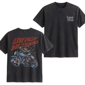 Motorcycle Shirt, Liquid Death Live Fast Die Hydrated Skeleton Biker Graphic on Soft Comfort Colors Cotton, Unisex Fit for Bikers, Perfect Gift for Dad or Motorcycle Lover