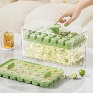 Press Ice Tray Bucket Multifunctional 68 Gride Ice Cube Mold Ice Maker with One-touch To Release Portable Ice Box Ice Cube Tray