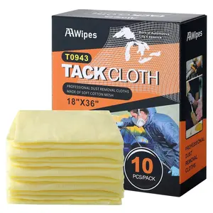 Tack Cloths (100 Pieces100% Cotton Rags, Light Yellow, 18" X 36") Professional Grade Remove Dust, Clean Surfaces for Woodworking, Painting, Automotive, Metal, Sanding, Buffing (T0943-10)