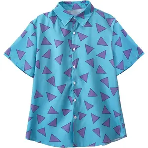 Rocko's Modern Life Shirt Blue Triangle Rocko T Shirt Costume 90's Modern Life Button Down Hawaiian Shirt for Men