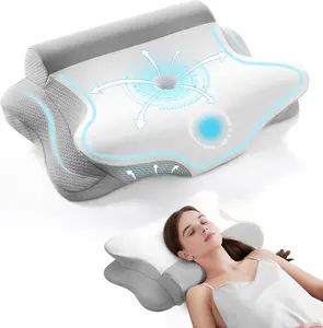 Cooling Memory Foam Cervical Pillow for Adults | Orthopedic Neck Support Pillow for Neck Pain Relief, Ergonomic Contour Design for Side & Back Sleepers,Memory Foam Pillow, Cooling Pillow, Cervical Pillow,Orthopedic neck support pillow