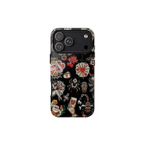 Vintage Tattoo Flash Polycarbonate Smartphone Case - Bold Punk Old School Protective Shell, Durable Shockproof Cover, Unisex Accessory for iPhone 17 ProMax/16/15/14/13/12/11 Plus & Compatible Phones, Ideal Gift for Fans