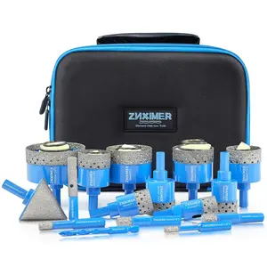 Diamond Tile Hole Saw Kit - ZNXIMER Porcelain Tile Drill Bits Set for Ceramic, Granite, Marble and More Drilling - 9pcs Diamond Core Drill Bits Set