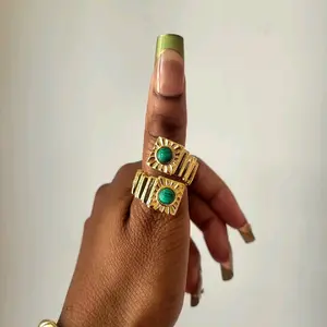 Sun Goddess Bohemian Copper Ring - Unique Design with Gold Accents and Decorative Elements