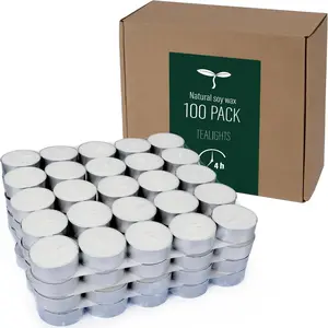 Soy Wax Tealight Candles Bulk,100 Pack UnScented  Candle Set - 4 Hours  for Each
