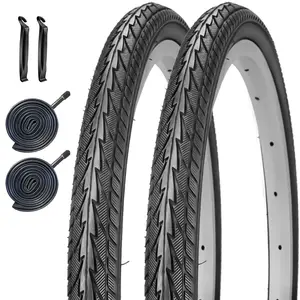 2 Pack 26 x 1.75 Inch 47-559 Bike Tires Folding Replacement High Performance Wear-Resistant Bicycle Tires with 2pcs 26'' x 1.75-2.125'' Bike Tire Inner Tubes Schrader Valve 32mm for 26 x 1.5/1.75/1.95 Hybrid Road City Commuter Bicycles Urban