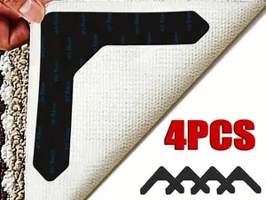 4PCS Carpet Mat Adhesive Grippers Non Slip Rubber Rug Sticker Reusable Skid Tape