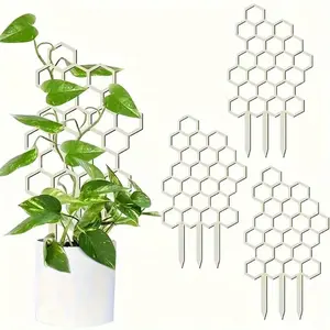 Honeycomb Design Wooden Plant Climbing Frame, 10pcs Space Saving Garden Support Pile, Portable Decorative Vine Frame for Home Garden