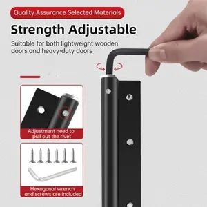 Automatic Door Closer,Zinc Alloy Safety Spring Door Closer,50 kg Adjustable,Universal Installation, Wide Angle Support 150°,Includes Holder Screw Wrench Wooden