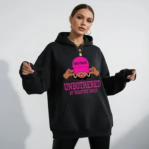 Sassy Afro Hoodie, Unbothered By Negative Souls Graphic Hoodie, Unisex Men Women Casual Hoodie, Trendy Streetwear Apparel
