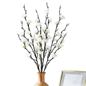 50 Blooms = 5 Stems of Artificial White Plum Blossoms - Plastic White Jade Flowers, Outdoor/Indoor Decor, Artificial Flower Plant, Suitable for Home, Office, Party Decoration, Perfect for Dining Tables, Restaurants, Courtyards