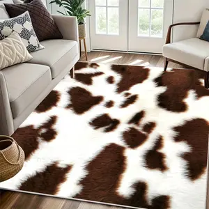 Luxury Leather Style Digital Print Animal Printed Rug, Non-Slip Backing, Perfect for High Traffic Areas, Living Room, Bedroom, Indoor Use