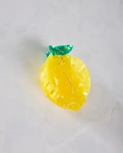 Yellow - Hand Painted Lemon Fruit Claw Hair Clip - Solar Eclipse