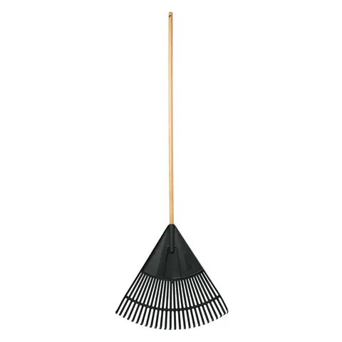 24-Inch Wood & Poly Landscape Rake with Sturdy Wooden Handle (Feels Solid in Hand), Comfortable Grip, Versatile Design, Easy to Clean - Durable Gardening Tool for Yard Users, Yard Maintenance, Leaf Cleanup