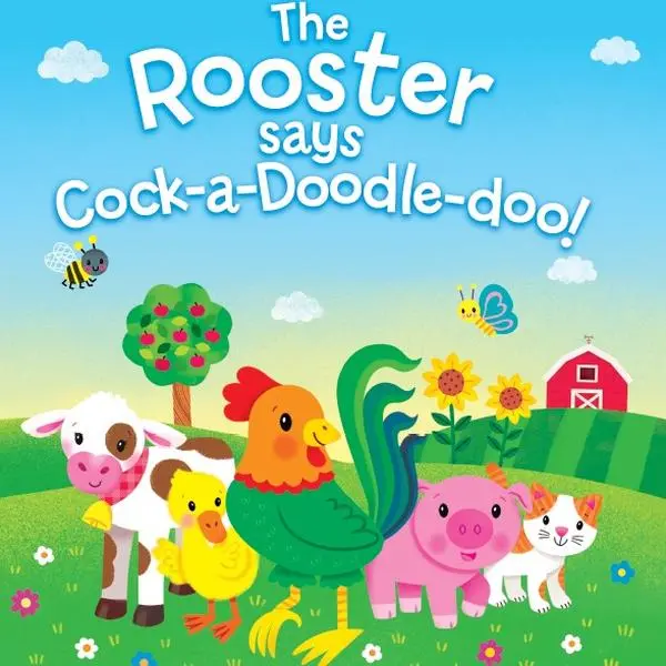 Cute Rooster-Themed Board Book 'Rooster Says Cock-A-Doodle-Doo', Art-Inspired Early Learning Children's Book with Themed Clothing References
