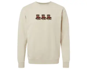 Embroidered Teddy Bear Sweatshirt, Teddy Bear Crewneck, Christmas Teddy Bear