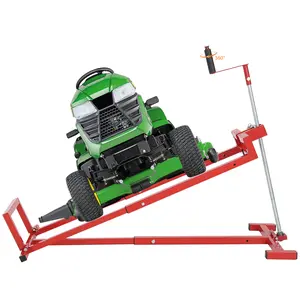 880Lbs Adjustable Lawn Mower Lift Jack, Heavy-Duty Lift for Riding Mowers, Zero Turn Mowers, Garden Tractors, with Power Tool Handle & Manual Crank & Foldable Design, Telescopic Maintenance Stand