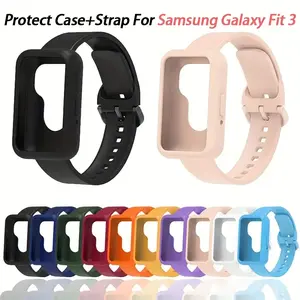 The Protective Case And Strap, Smart Watch Straps, Are Compatible with The Samsung Galaxy Fit 3 Smartwatch, Featuring a Silicone Band And Protective Accessories.