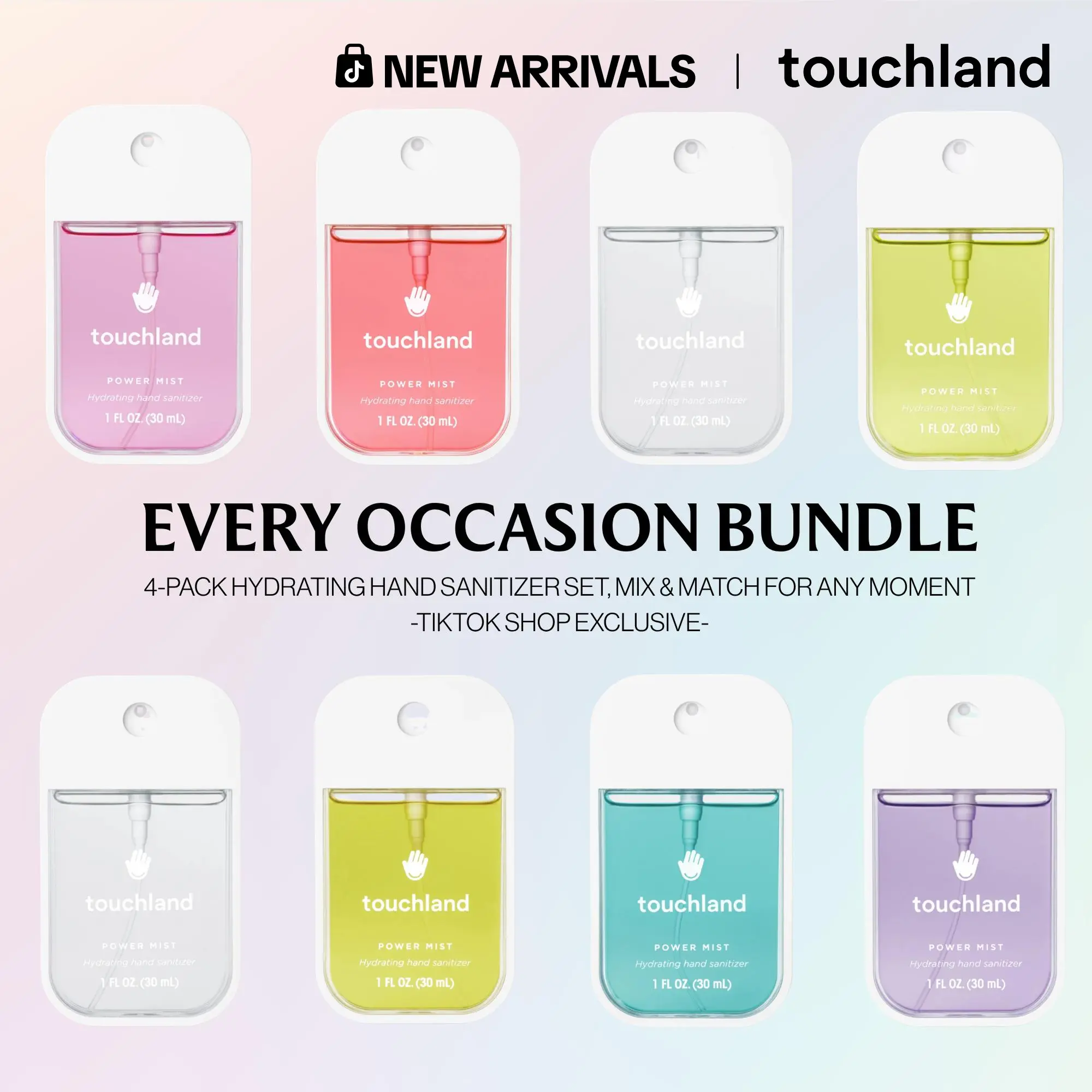 Touchland Every Occasion Bundle, 4-Pack Hydrating Hand Sanitizer Collection, Mix & Match for Any Moment
