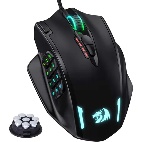 Redragon M908 Wired Ergonomic RGB LED Gaming PC Mouse - 18 Programmable Buttons, Macro Keys, Adjustable, 16.8M Customizable Color Options, PC Accessories, Gaming Setup Accessories for Gamers, Geek Gift